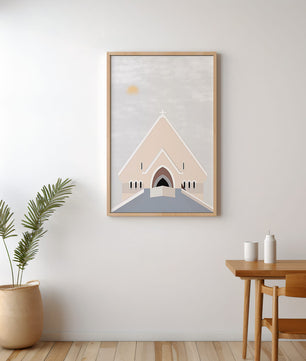 Minimalist Church Architecture with Soft Sunrise - Mi tienda
