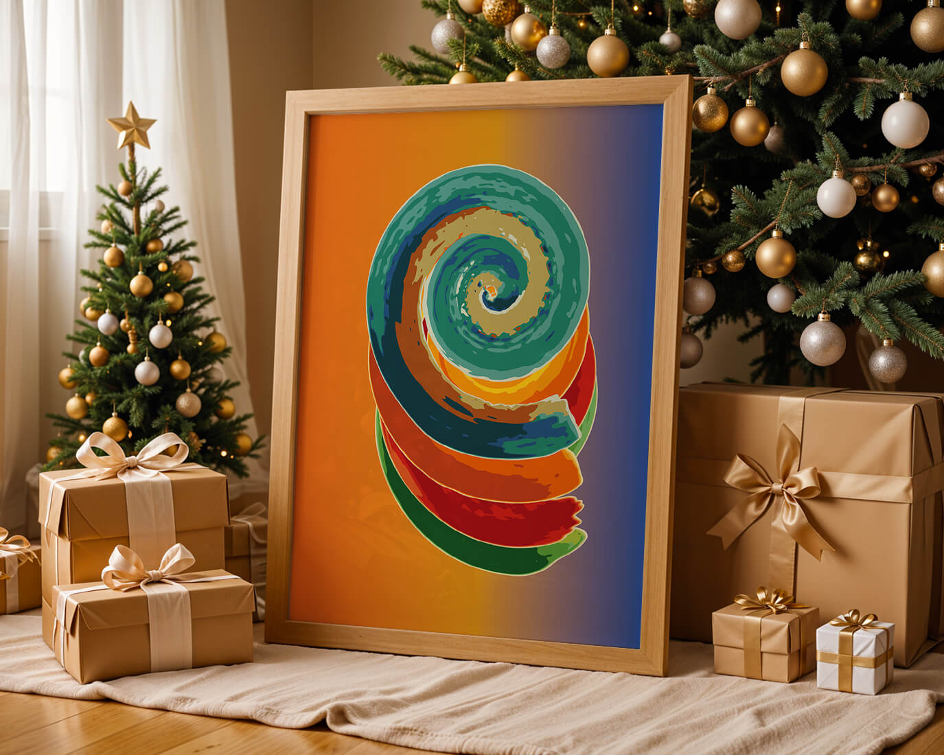 Bunte Spirale abstrakte Kunst mit lebendigem Farbverlauf Hintergrund