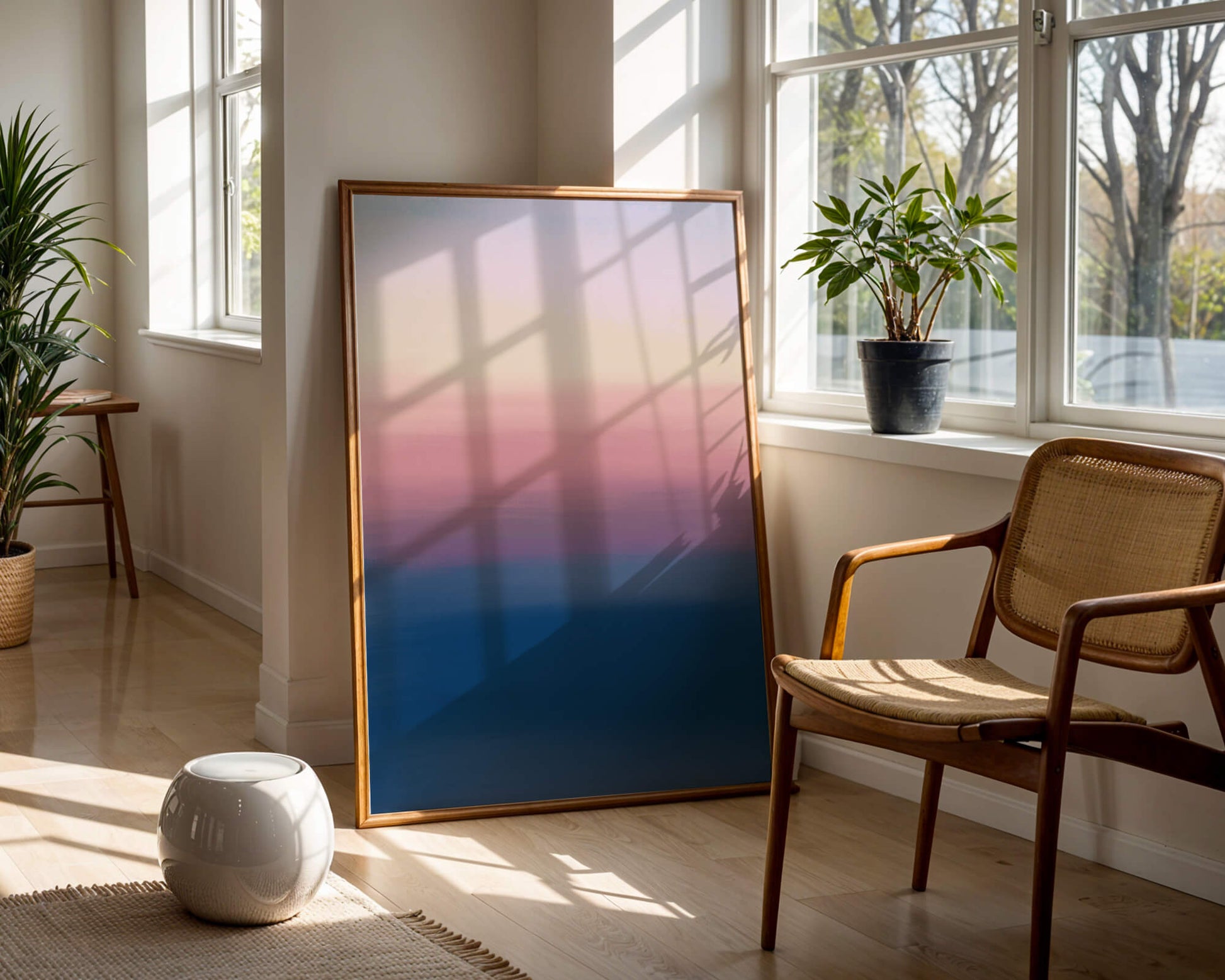 Atardecer abstracto y tranquilo sobre el océano con cielo degradado