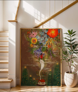 Charming illustration of floral fantasy scene