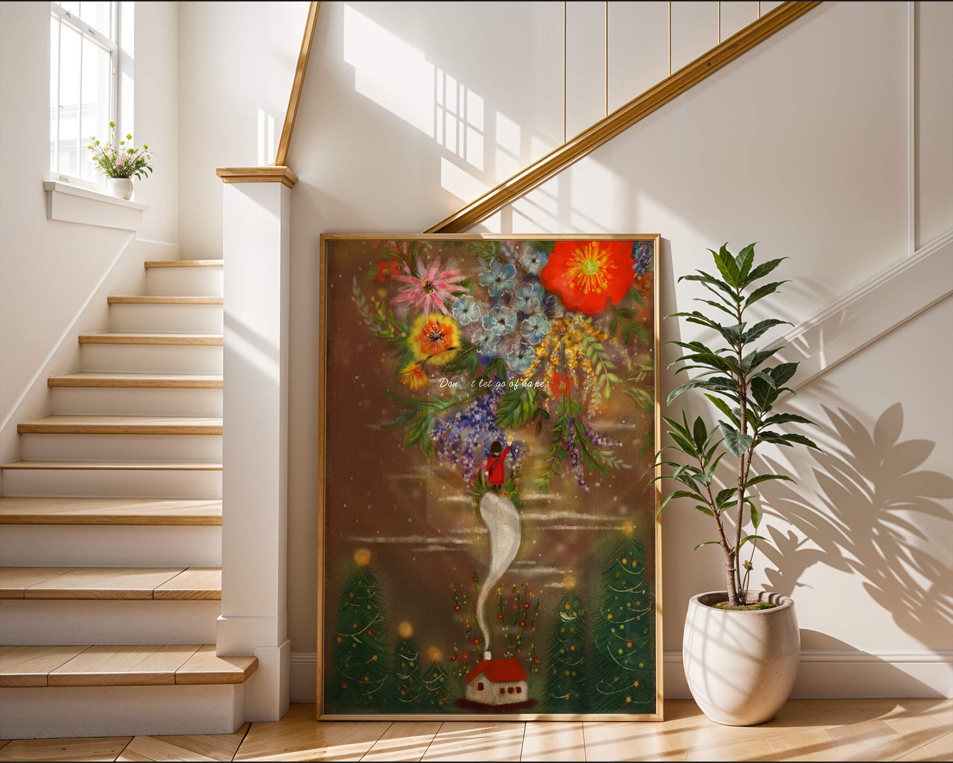 Charming illustration of floral fantasy scene