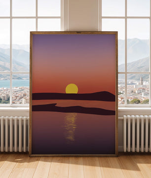 Sunset Over Tranquil Water with Vibrant Sky