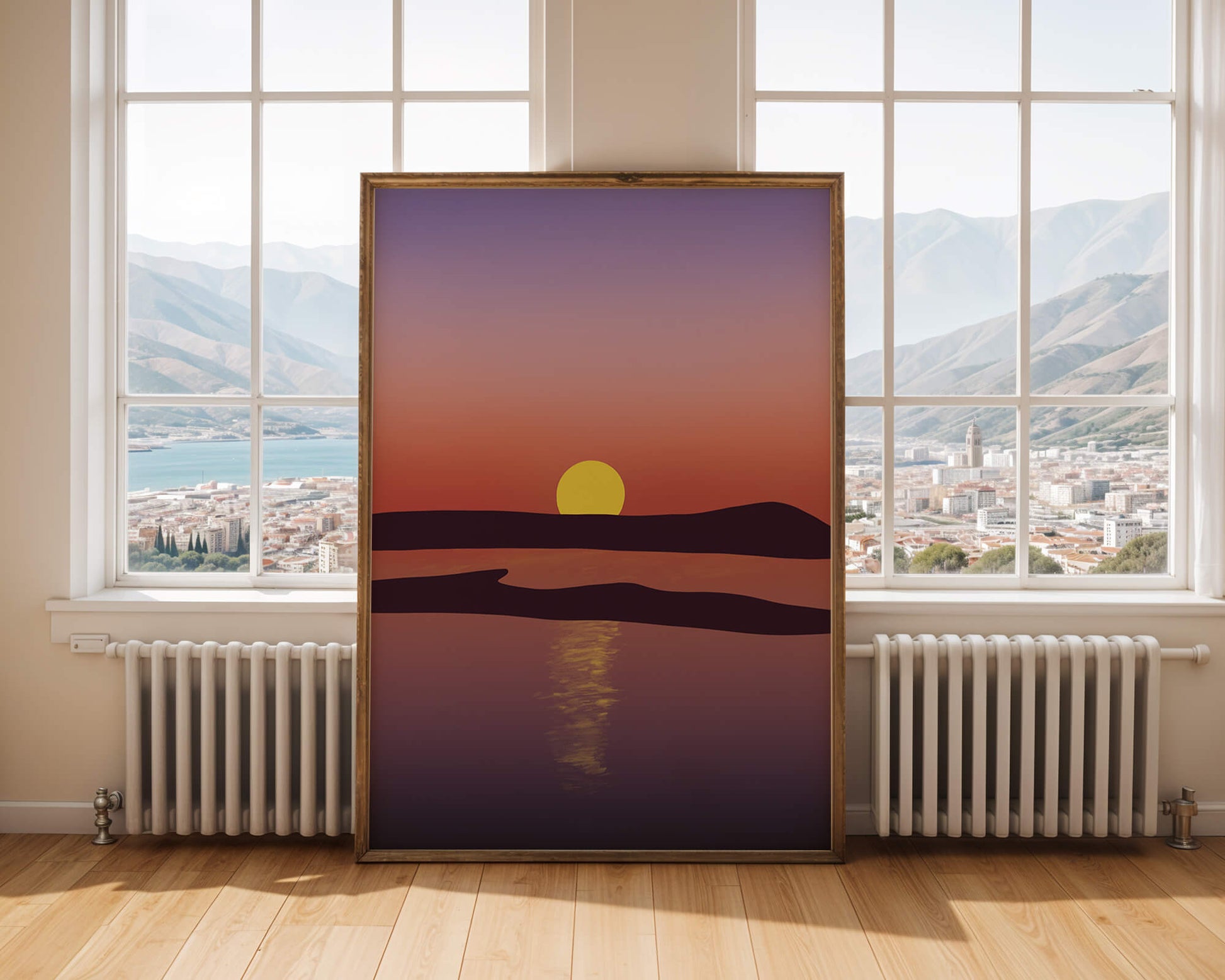 Sunset Over Tranquil Water with Vibrant Sky