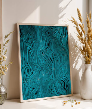 Abstract Wavy Blue Pattern with Black Lines - Mi tienda