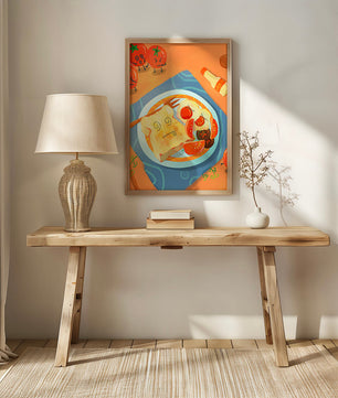 Whimsical Breakfast with Animated Tomatoes and Toast on a Bright Plate