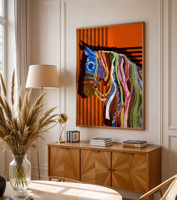 Colorful abstract horse art with intricate patterns