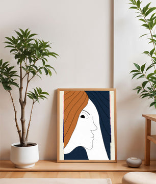 Abstract Portrait with Stylized Hair and Minimalist Design - Mi tienda