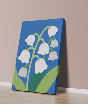 Abstract Lily of the Valley Illustration on Blue Background