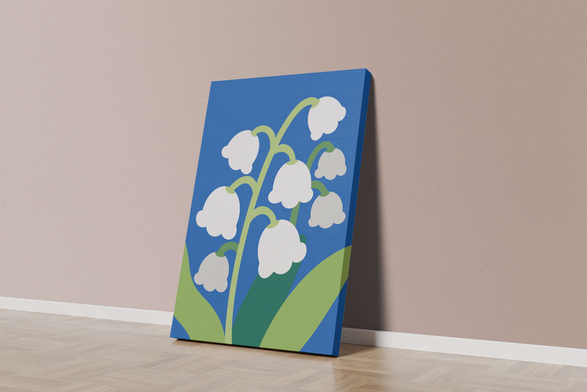 Abstract Lily of the Valley Illustration on Blue Background