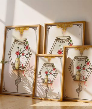 Design floral élégant avec vase et accents dorés