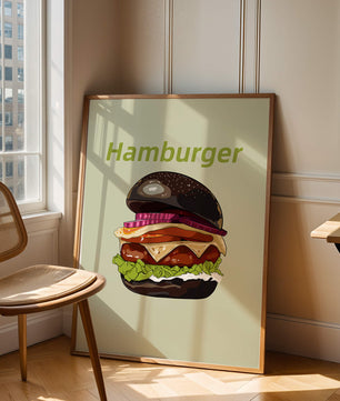 Delicious hamburger illustration with vibrant ingredients