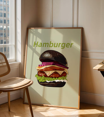 Delicious hamburger illustration with vibrant ingredients