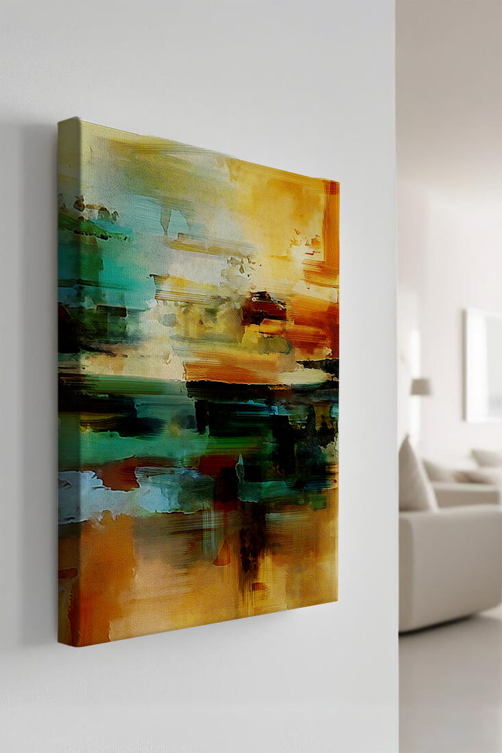 Abstract Landscape with Vivid Colors and Dynamic Brushstrokes