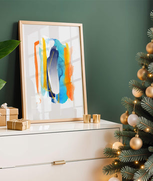 Abstract Watercolor Art with Vibrant Colors and Gold Accents - Mi tienda