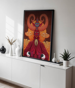 Mythical creature artwork with intricate patterns and symbolism