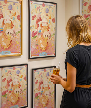 A whimsical Taurus zodiac illustration with playful animals and sweet treats