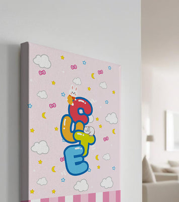 Playful pastel illustration with cute characters and clouds