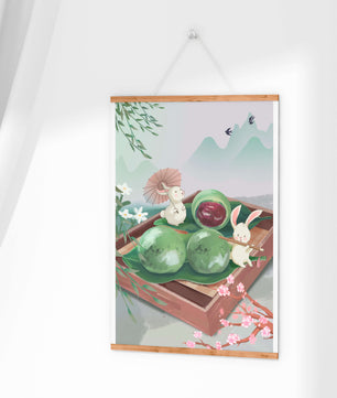 Charming Hasen mit Mochi und Berglandschaft