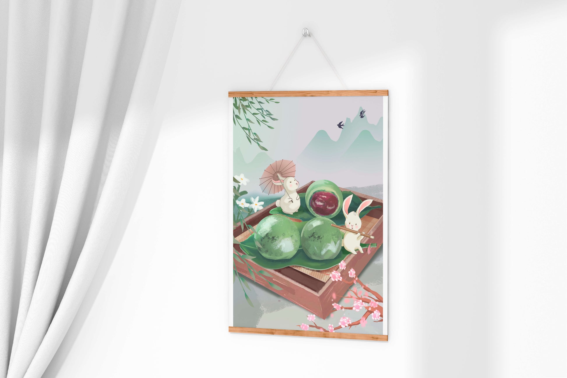 Charming Hasen mit Mochi und Berglandschaft
