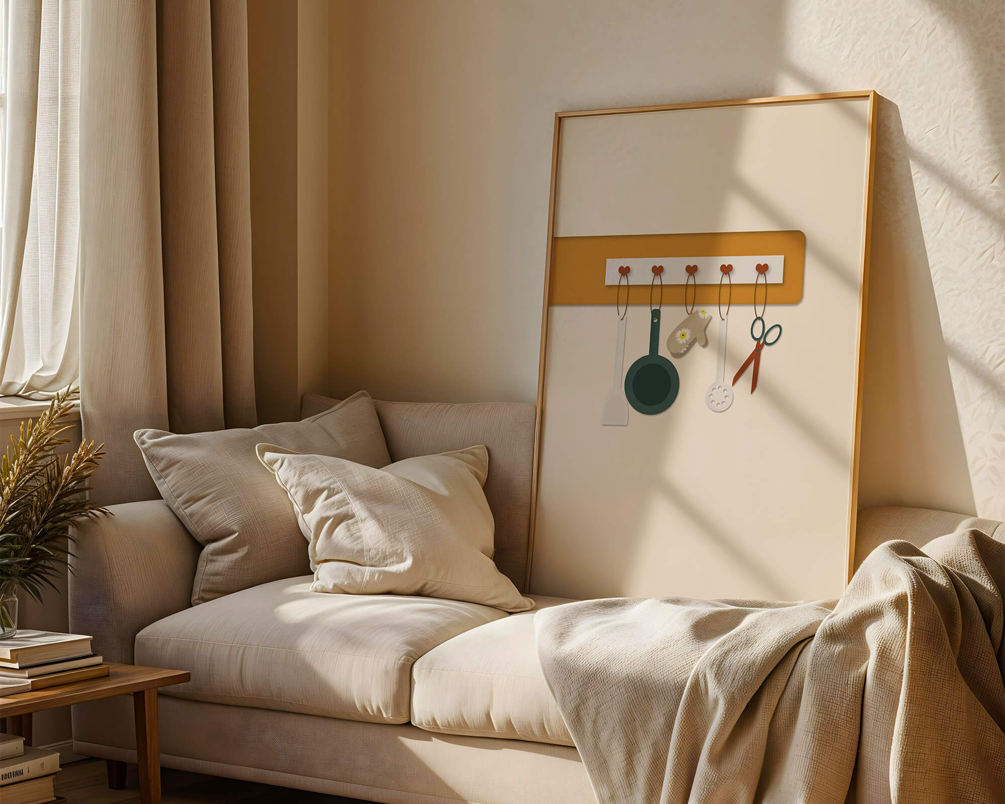 Kitchen Utensils Hanging on a Wall with Heart Hooks - Mi tienda