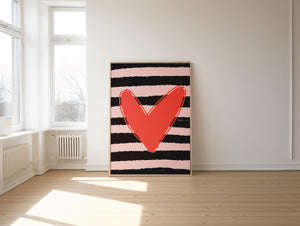 Heart on Striped Background: Modern Decorative Art - Mi tienda