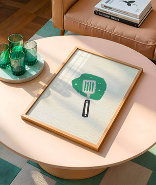 Spatula Artwork with Green Abstract Background - Mi tienda