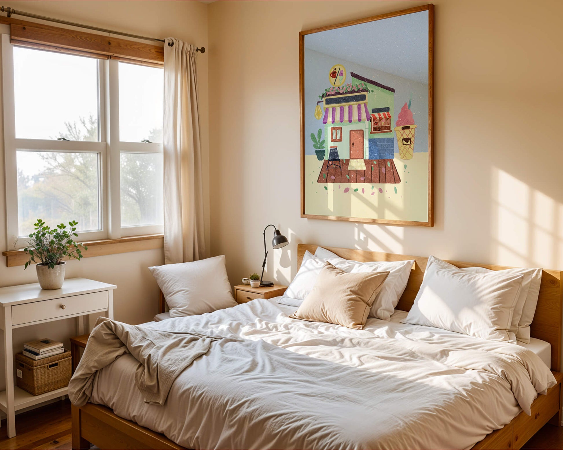 Ilustración encantadora de café con elementos de helado y café