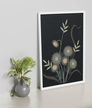 Abstract floral design with intricate patterns on dark background