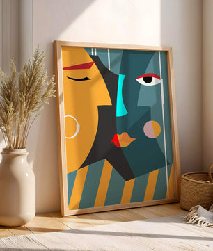 Arte geométrico abstracto con colores y formas audaces