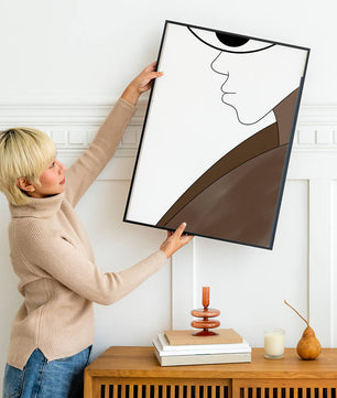 Abstract Portrait with Minimalist Lines and Brown Tones - Mi tienda