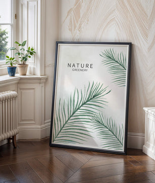 Elegant Green Palm Leaves on Textured Background - Mi tienda