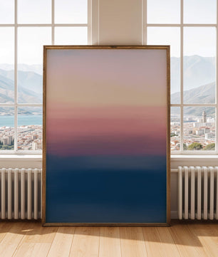 Atardecer abstracto y tranquilo sobre el océano con cielo degradado