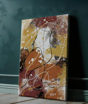 Pieza de arte abstracto colorida con trazos y salpicaduras audaces