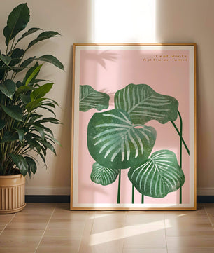 Abstract Botanical Green Leaves On Pink Background - Mi tienda