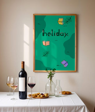 Diseño temático de vacaciones colorido con libros y hojas