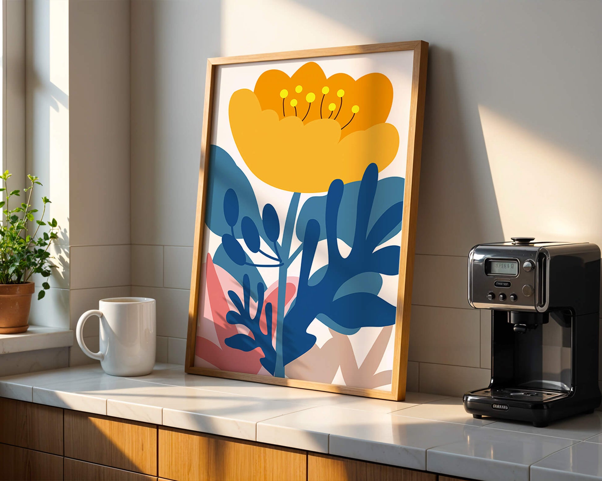 Illustration florale abstraite colorée au design botanique moderne