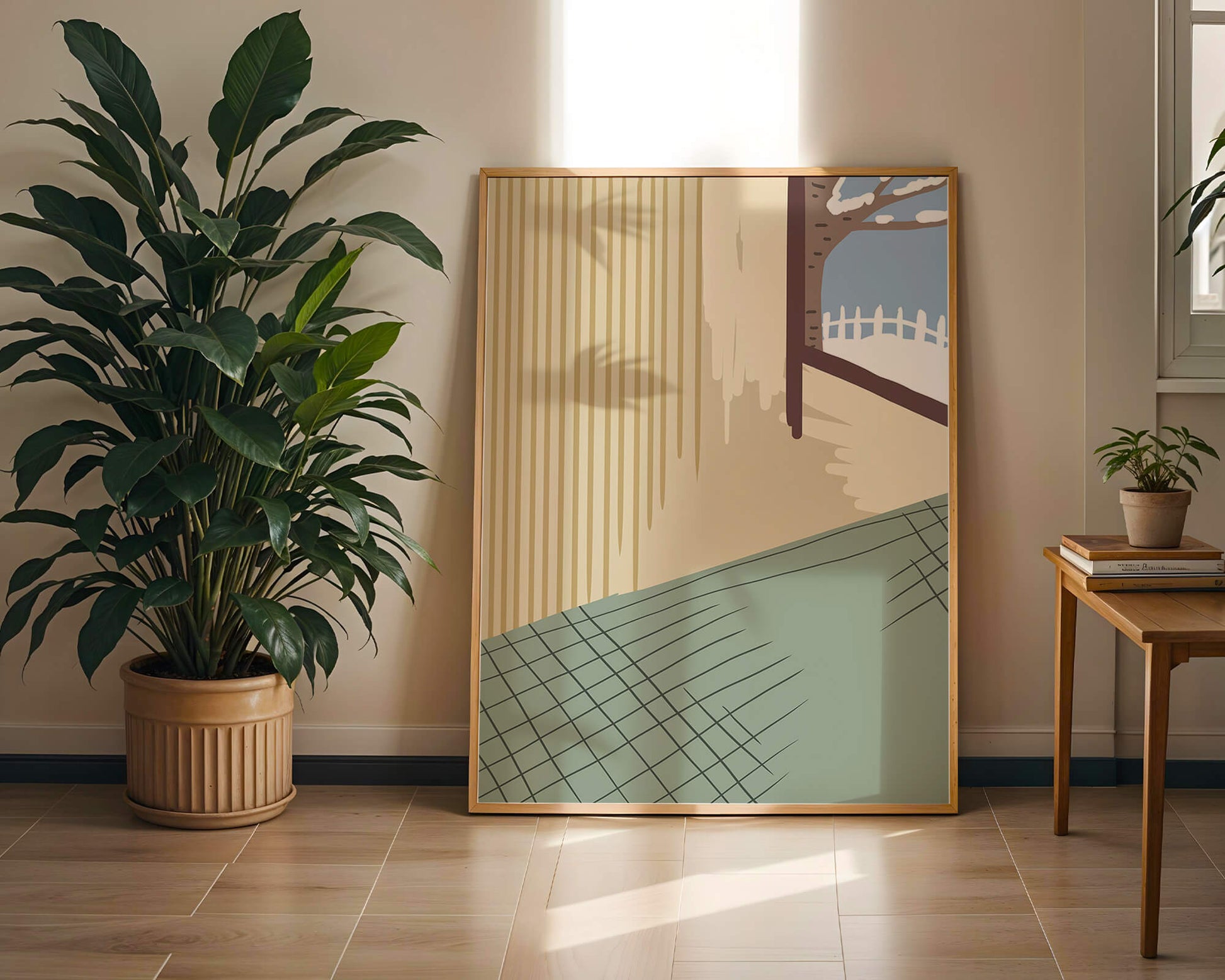 Interior Scene with Winter View Through a Window