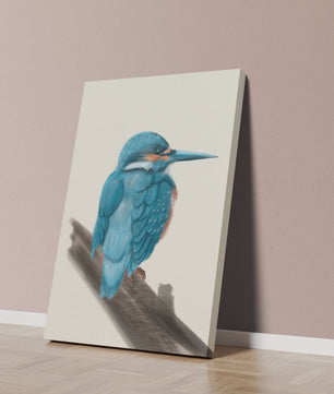 Illustration of a vibrant blue bird on a branch