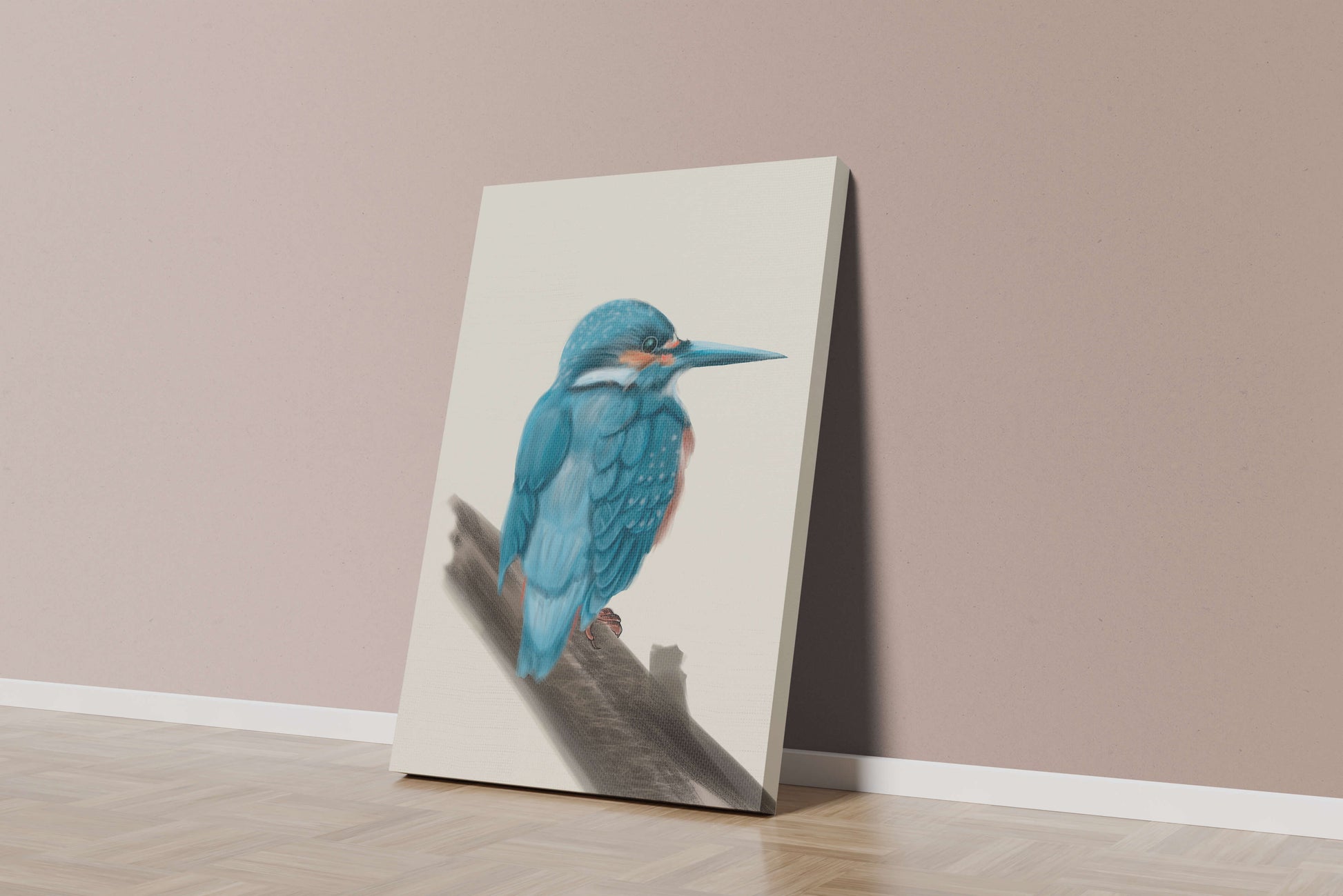 Illustration of a vibrant blue bird on a branch