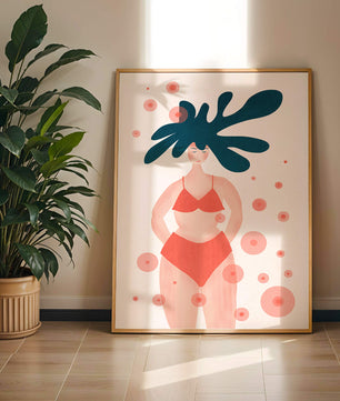 Abstract Illustration of a Woman in Swimwear with Creative Hair Design - Mi tienda