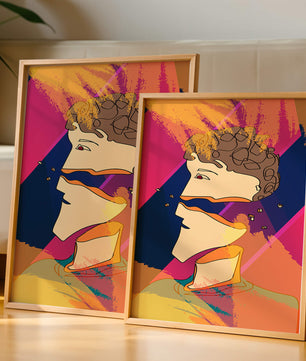 Colorful Abstract Portrait with Geometric and Golden Elements - Mi tienda