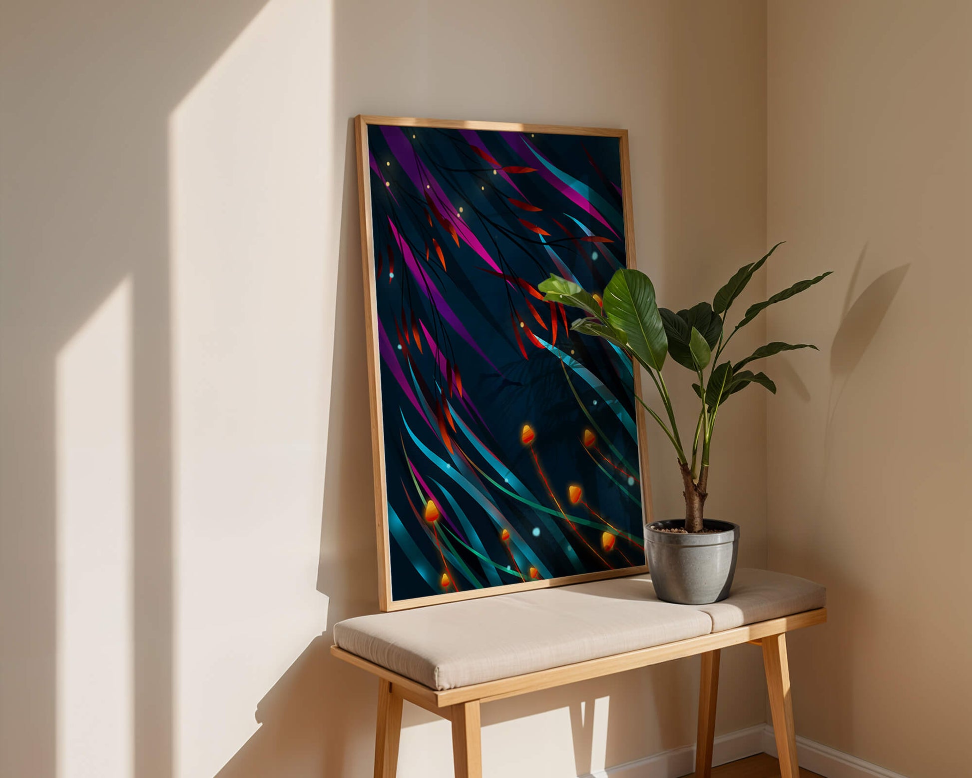 Abstract Underwater Fantasy with Glowing Elements and Vivid Colors