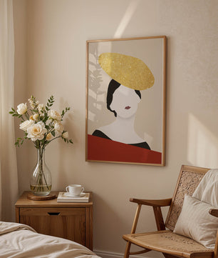 Abstract Portrait of a Woman with a Gold Hat - Mi tienda