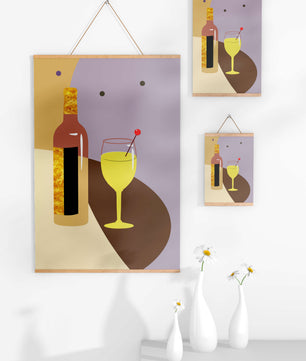 Minimalist Still Life with Wine Bottle and Glass in Soft Tones - Mi tienda
