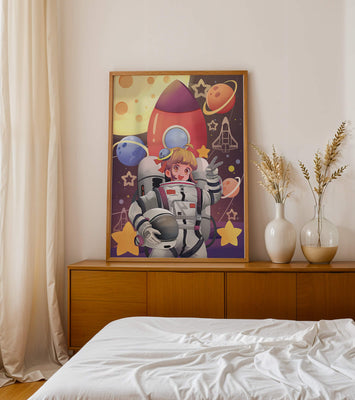 Astronaut Girl Illustration with Space Theme