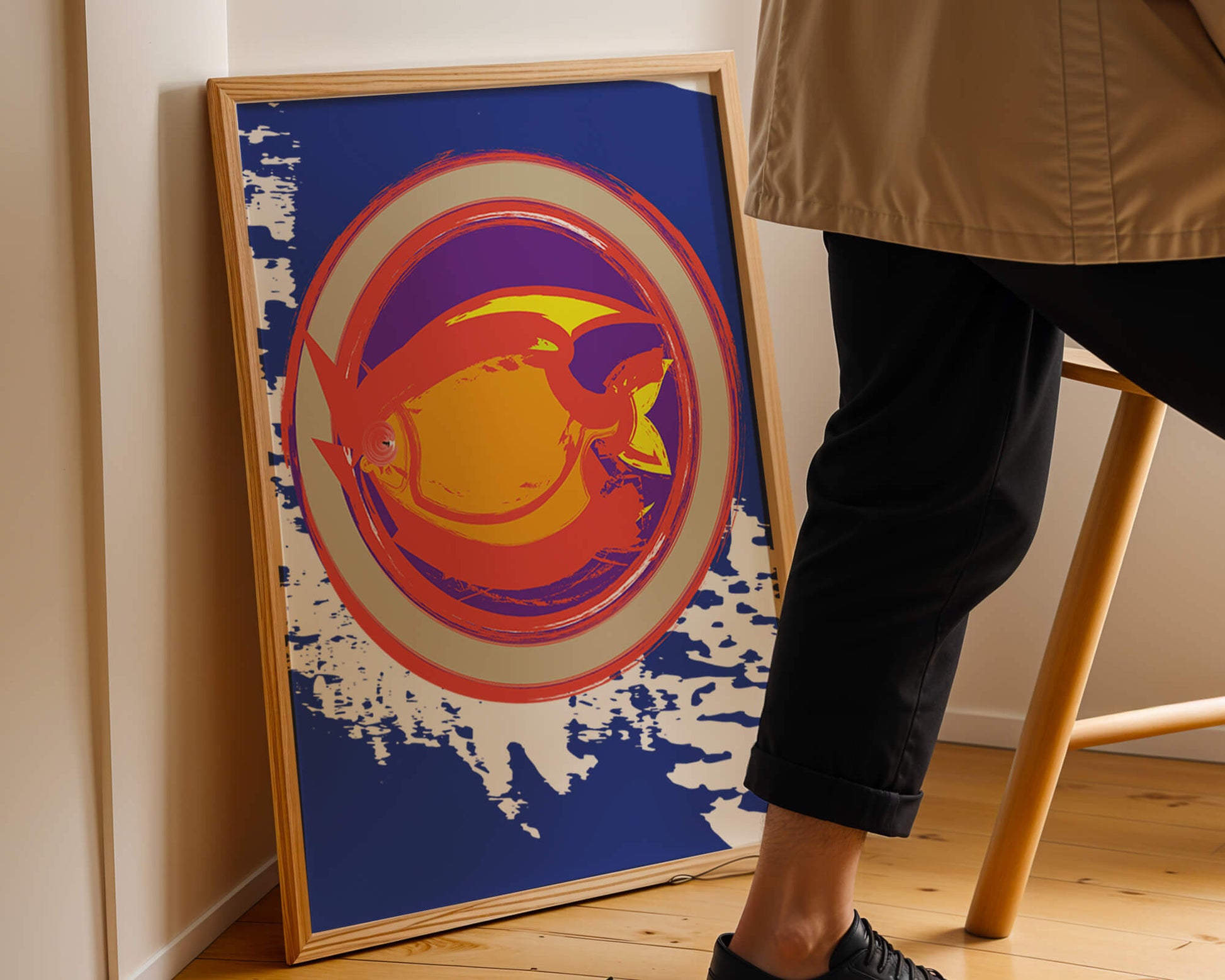 Abstraktes kreisförmiges Design mit lebendigen Farben und Pinselstrichen