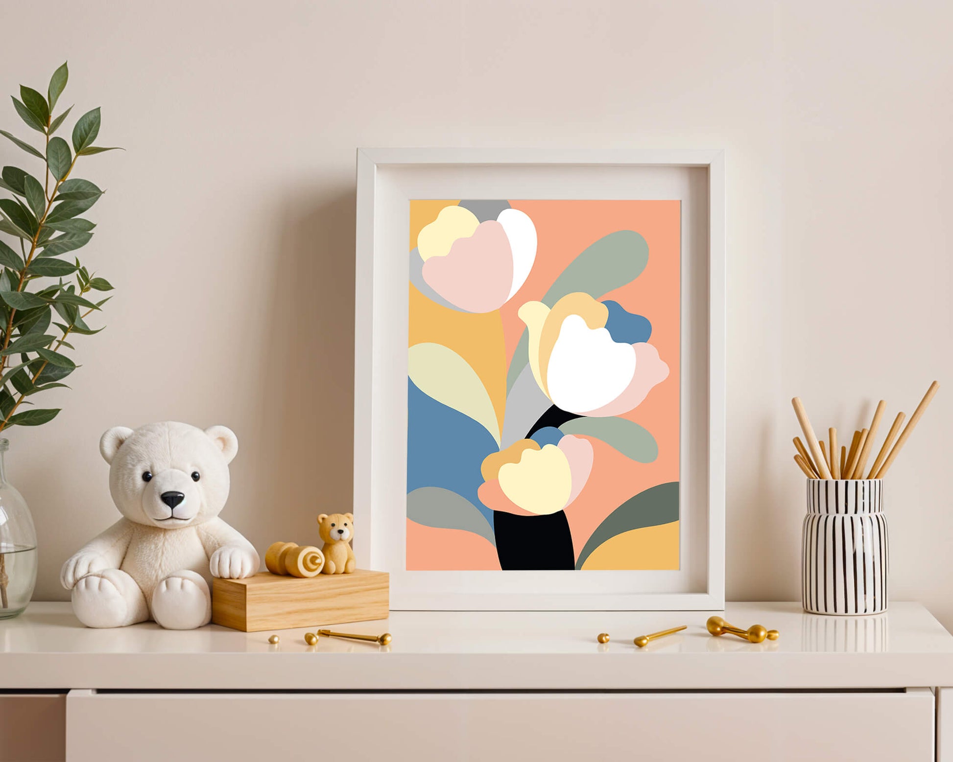 Colorful abstract shapes with soft pastel tones