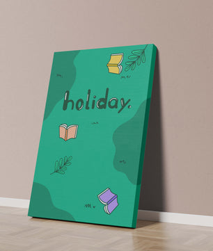 Diseño temático de vacaciones colorido con libros y hojas