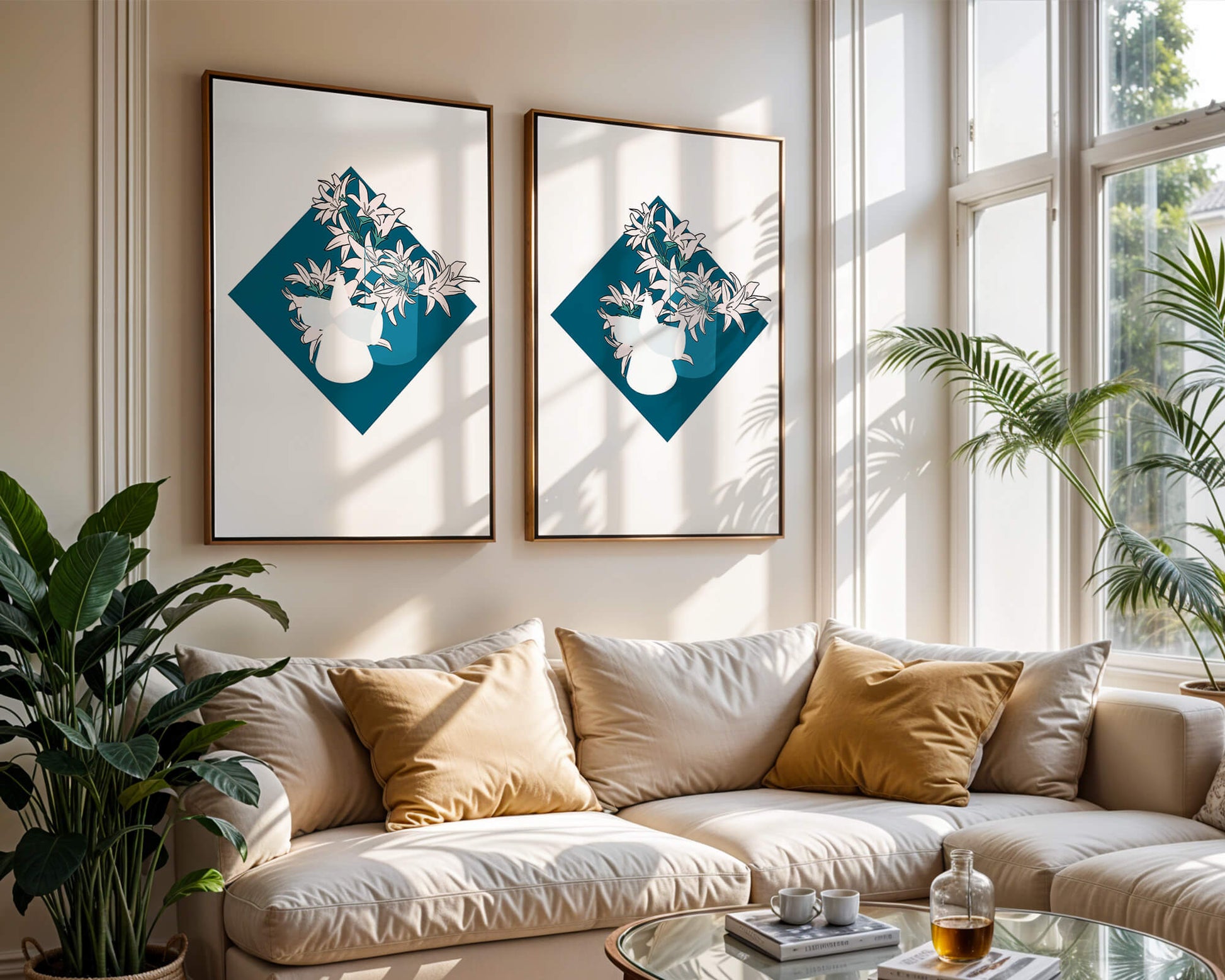 Modern Floral Design with Geometric Elements