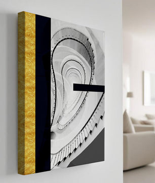 Abstract spiral staircase with a gold accent design